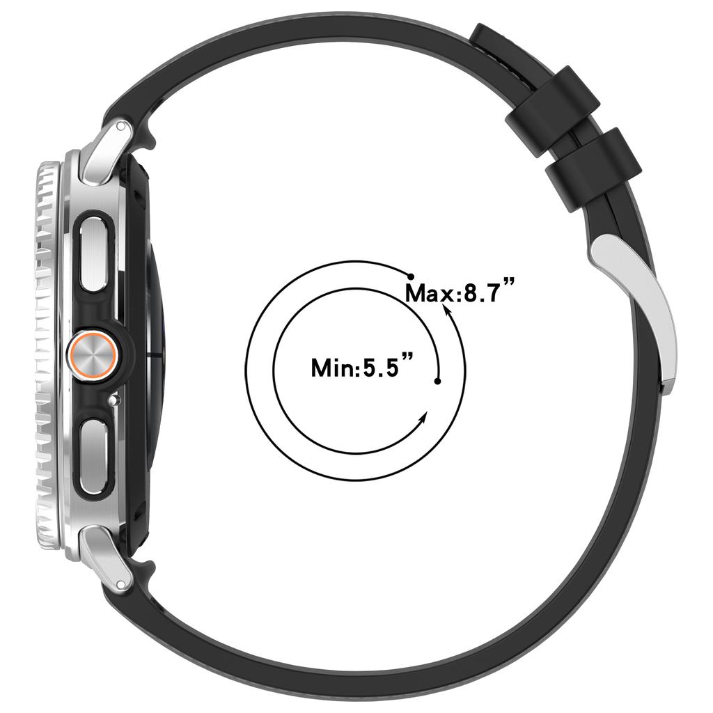 Leather Coated Silicone Strap for Samsung Galaxy Watch8 Classic 46mm/Watch8 44mm/40mm Watch Band with Stainless Steel Buckle
