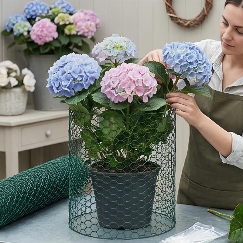 Flower Area Fence Roll 3 Meter x 10 cm with Green Iron Wire and Fastening Ties for Garden Edging, Support Lines, Yard Layout, and Row Definition