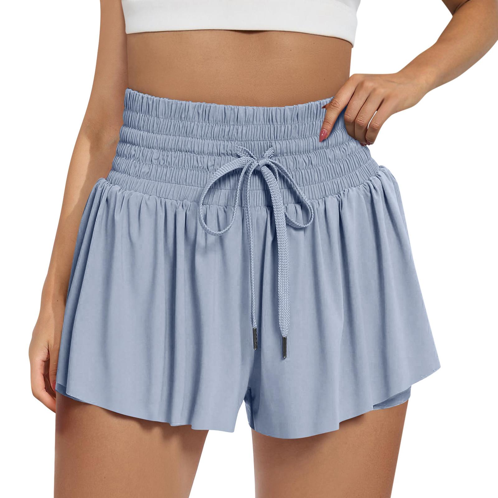 

Струящиеся спортивные шорты для женщин с высокой талией, тренажерный зал, йога, теннисная юбка для бега, юбка-корт, милая одежда, повседневное лето M