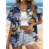 Simple and Personalized Love Print Summer Women's Plus Size Lapel Short Sleeved Shirt Fashionable Daily Versatile Casual Top