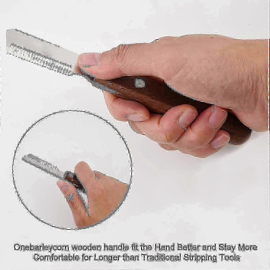 Professional Dog Stripping Knife, a Hand Grooming Tool for Terriers with an Ergonomic Wooden Handle