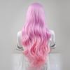 Qi Bangs Long Curly Hair Anime Wig Sky Blue Bangs Light Purple Gradual Change Powder