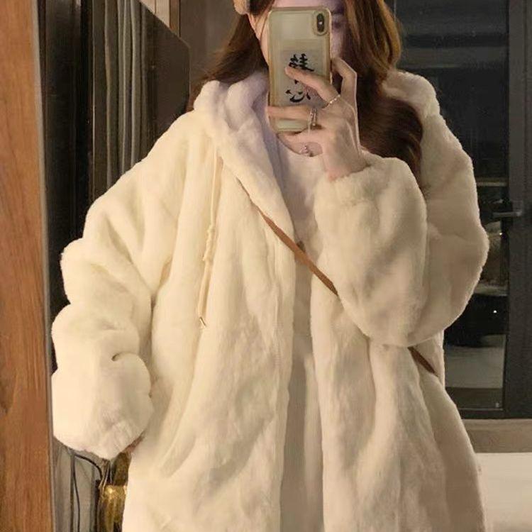 

Женская осенне-зимняя куртка с капюшоном из искусственной овчины - Толстая, пушистая, теплая и свободного кроя S