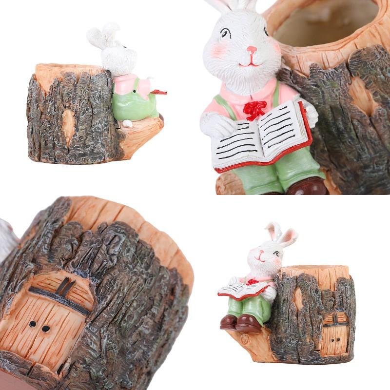 Easter Reading Bunny Resin Fleshy Flower Pot Decoration Garden Gardening Courtyard Home Decoration