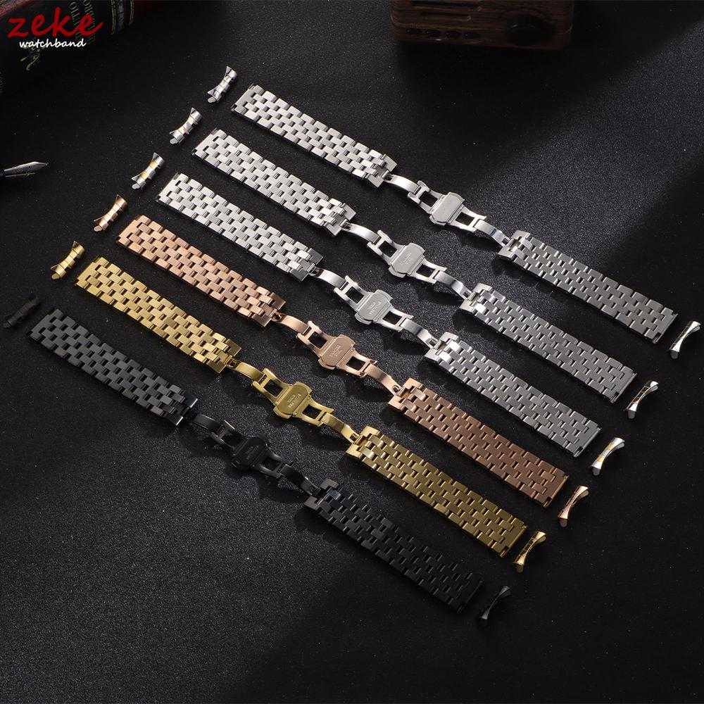 18mm 20mm 22mm Solid Stainless Steel Watch Bands for Tissot Curved End Universal Strap Men Women Butterfly Clasp Watch Bracelets