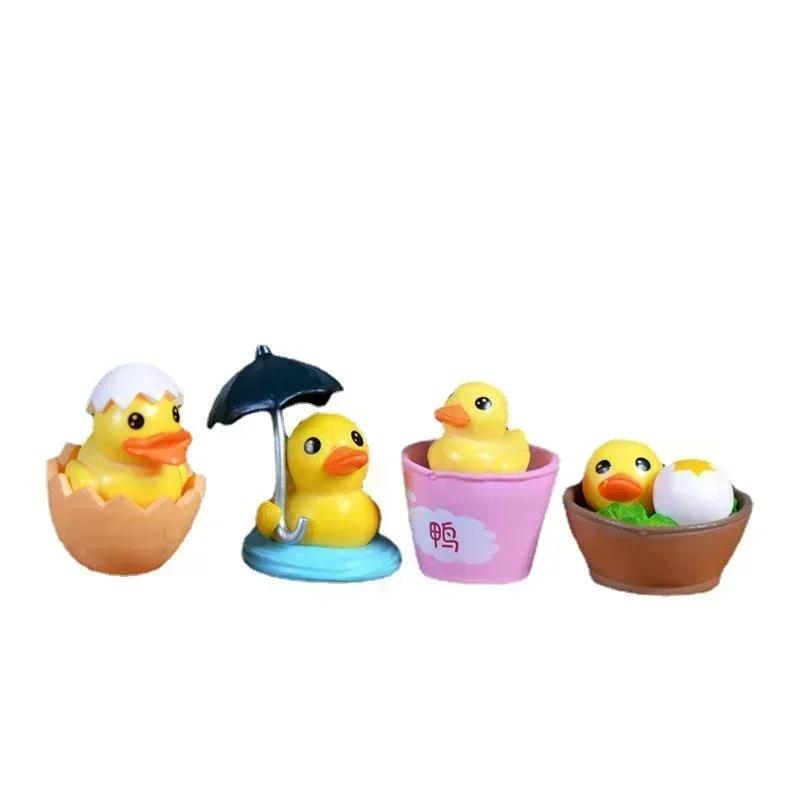 4PCS Random Styles Cute Duck Creative Shape Micro Landscape Ornaments Bucket Duck DIY Decorative Materials Crafts Gifts Decor
