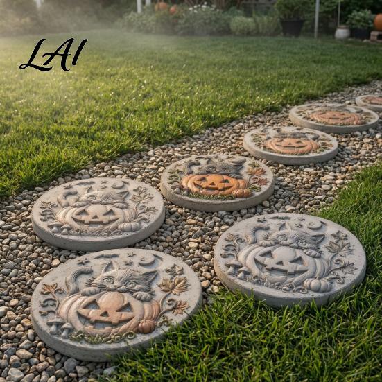 Creative Holiday Yard Ornaments Silicone Stepping Stone Mold for Halloween DIY Garden Pathway Flexible Reusable Casting Gardening Gift Ideas Concrete