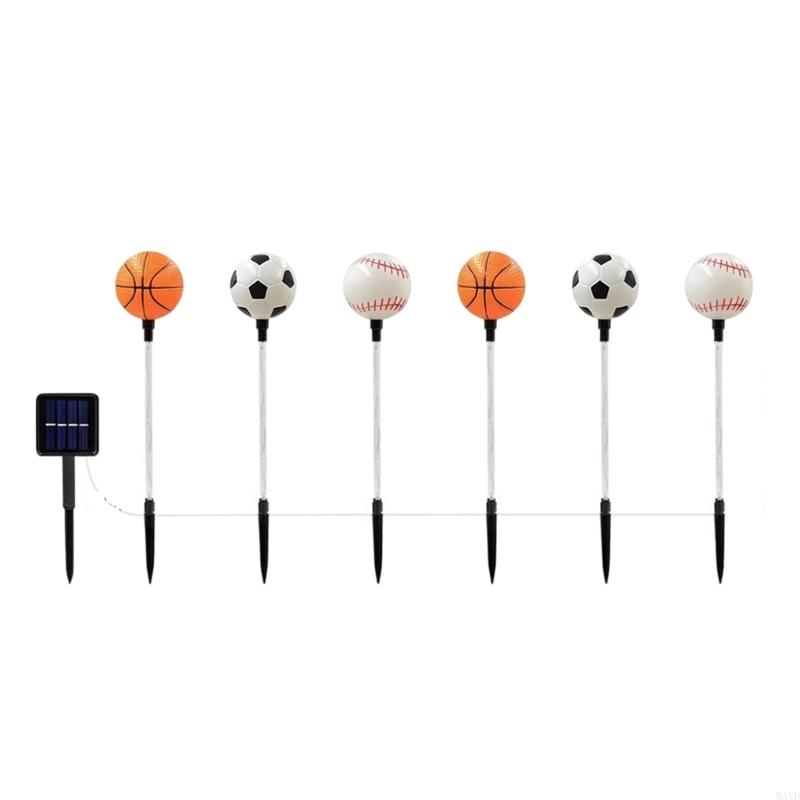 Plastic Pathway Light Solar Deck Lamp Football/Basketball/Baseball with Intelligent Light for Lawn M4YD