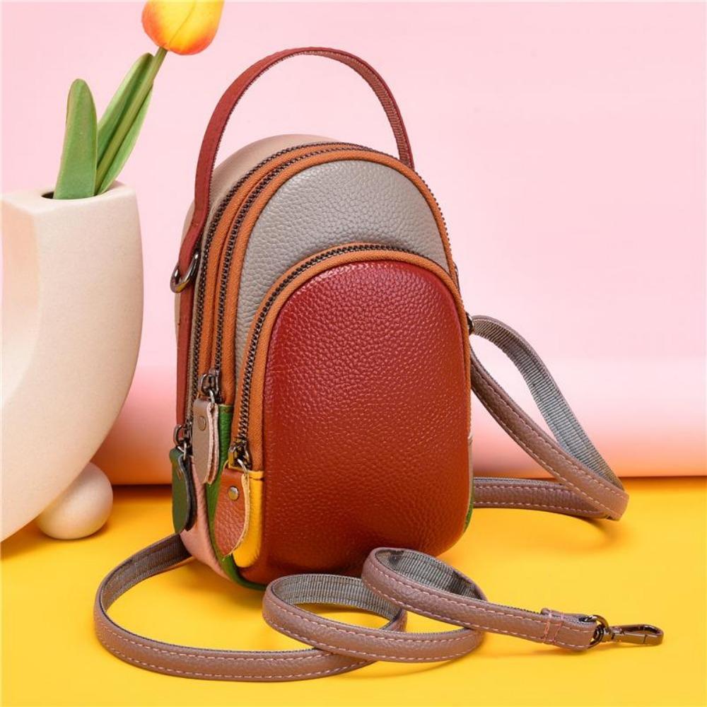 Damen Handtasche Farbe Echtes Leder Umhängetasche Mode Luxus Weibliche Umhängetasche Designer Mini Handytaschen und Geldbörsen