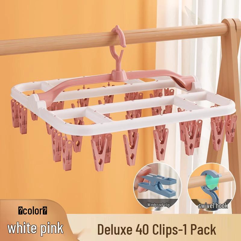 32-Clip Multi-Functional Plastic Drying Rack for Socks