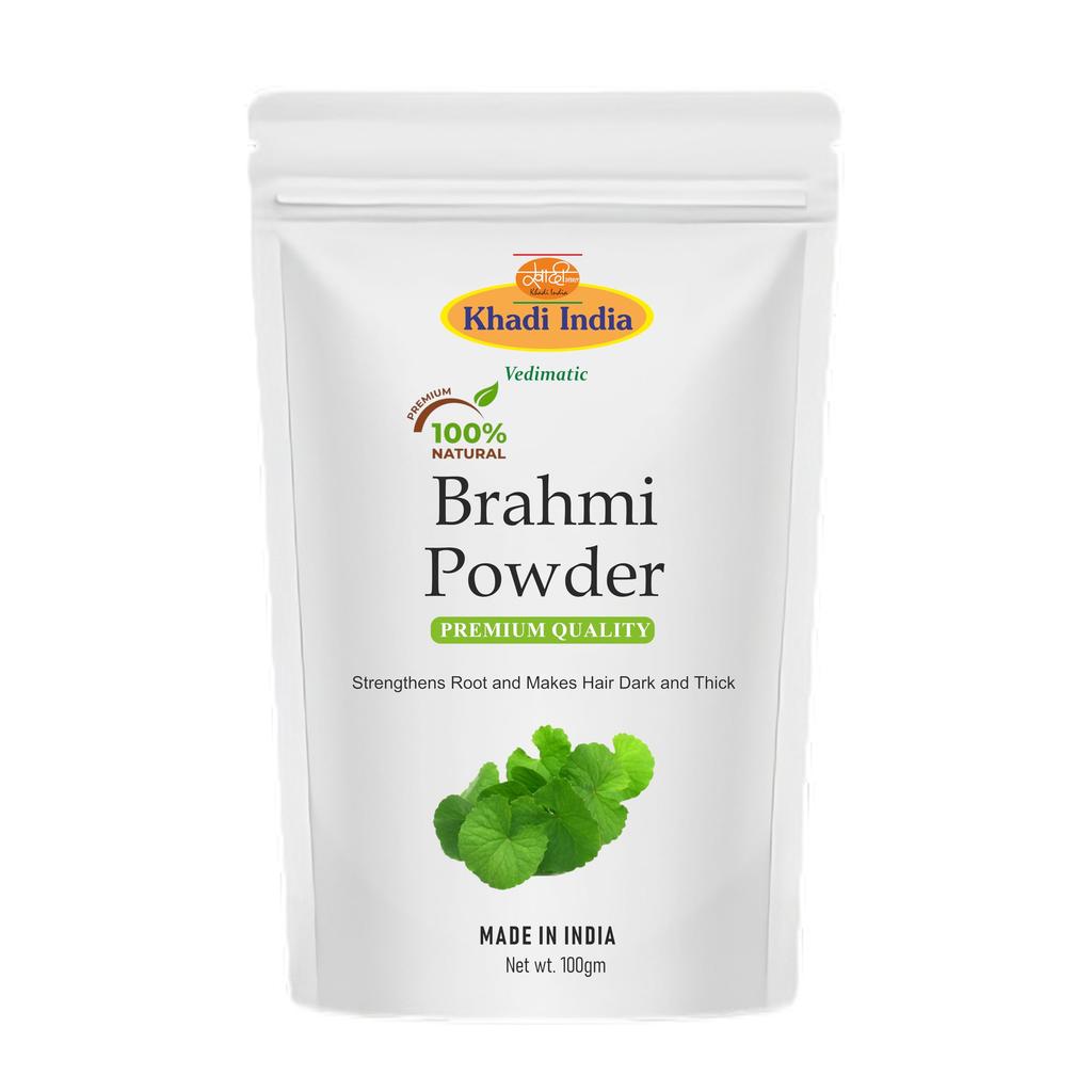 Khadi 100% Pure & Natural Brahmi Powder - Organic Herbal Powder for Hair Strengthening, Dandruff Control & Mental Clarity - 100g