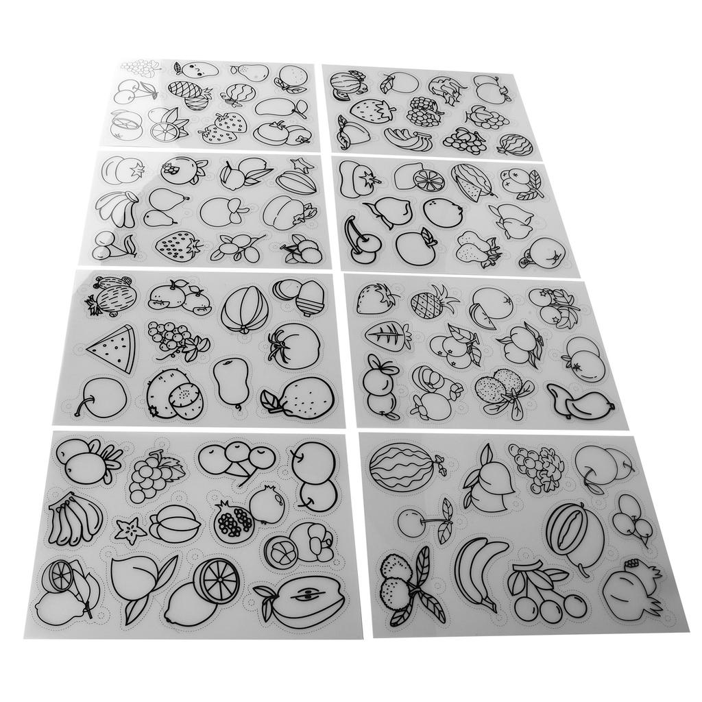 8Pcs Heat Shrink Sheet Set Fruit Vegetable Pattern Beautiful Wide Application Shrinky Art