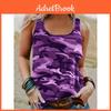 Printed Camouflage Round Neck Womens Vest Basic Elastic Vest Casual