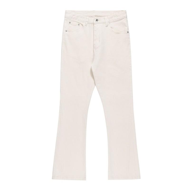 Mens Solid Color Flared Jeans Casual Streetwear Loose Denim Pants Trendy Hip Hop Style