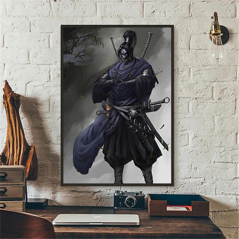 Japanese Samurai Canvas Poster Modern Home Sofa Background Wall Art Painting Print Pictures Bedroom Living Room Decor Mural Gift