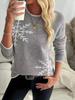 Women's Snowflake Jacquard Knit Sweater, Round Neck Long Sleeve Relaxed Winter Jumper