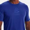 Under Armour Logo Print Round Neck Loose Short Sleeve T-Shirt Men Tops Blue 1357001-400