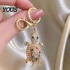 Oxidation Resistant Keychain Pendant, 3D Turtle Design Key Holder with Sparkling Rhinestones Inlaid, Alloy Shell Pendant Easy to Attach Lucky