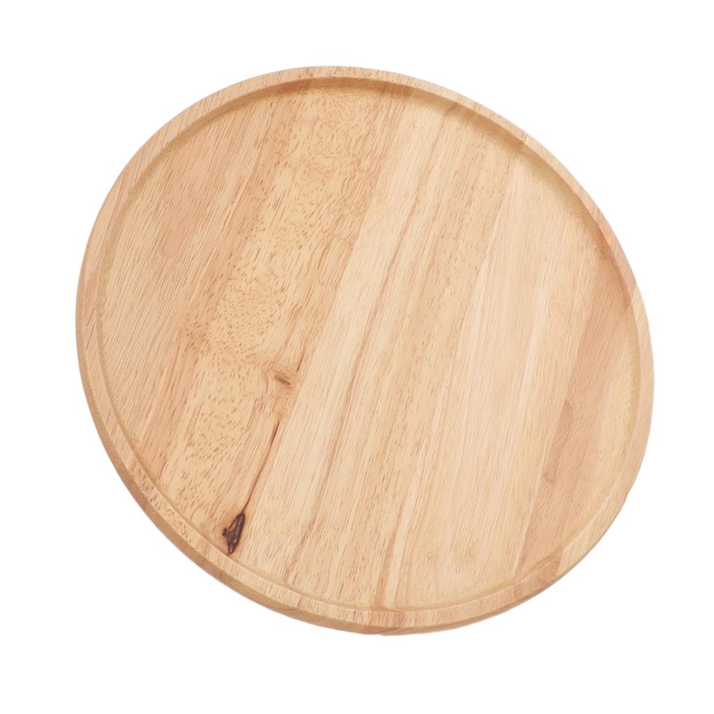 Round Wood Tray 30cm Simple Style Stable Serving Tray for Breakfast Pizza Fruit Snacks