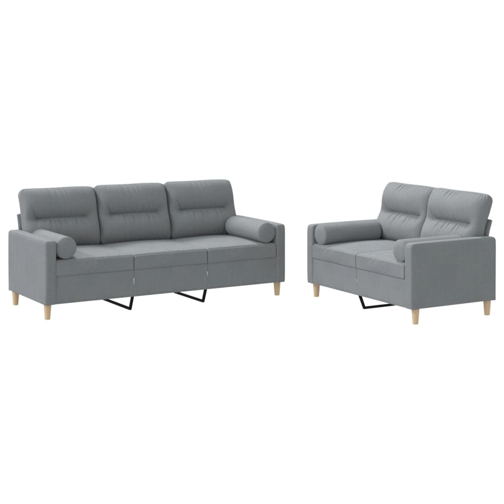Vidaxl 2-Cz. Relaxation Set With Cushions, Light Grey, Fabric