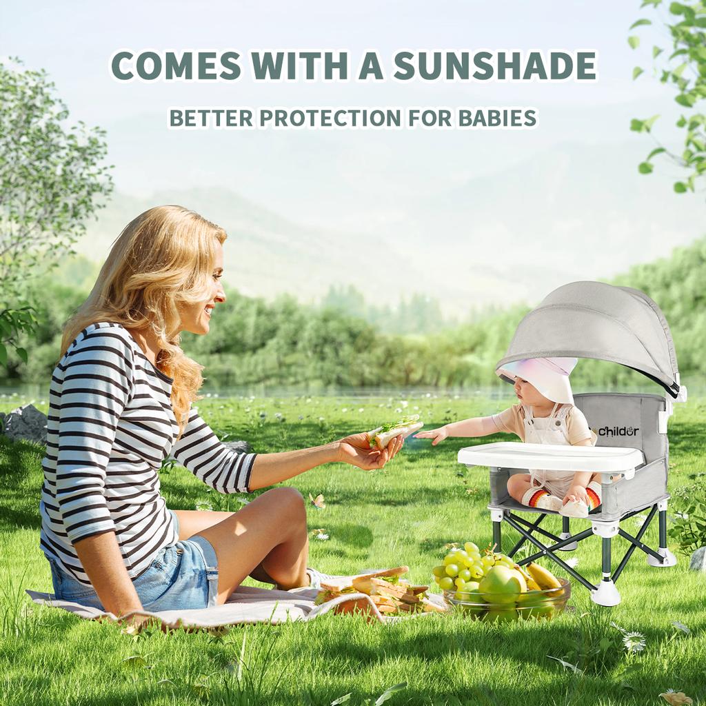 Baby feeding chair, foldable children's table and chair, which can be used to increase the seat height, portable outdoor camping