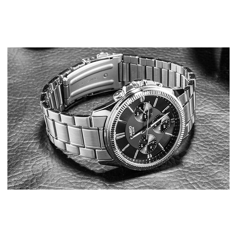 Casio STANDARD Series Casual Trendy Business Quartz Movement Stainless Steel Strap Japanese and Korean Watch Men's Watch Black MTP-1375D-1AVDF