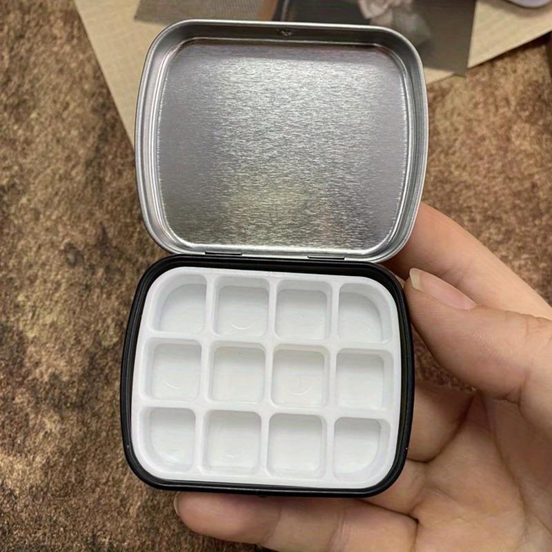 1 шт. Мини Портативная Упаковка для Акварельных Пигментов Железная Коробка с 12 Цветами Непрерывная Сетка Живопись Откидная Крышка Коробка для Пигментов black