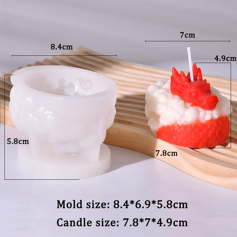 3D Animal Dragon Candle Silicone Mold DIY Handmade Chinese Dragon Aroma Candle Gypsum Resin Making Mould Fragrant Stone Ornament