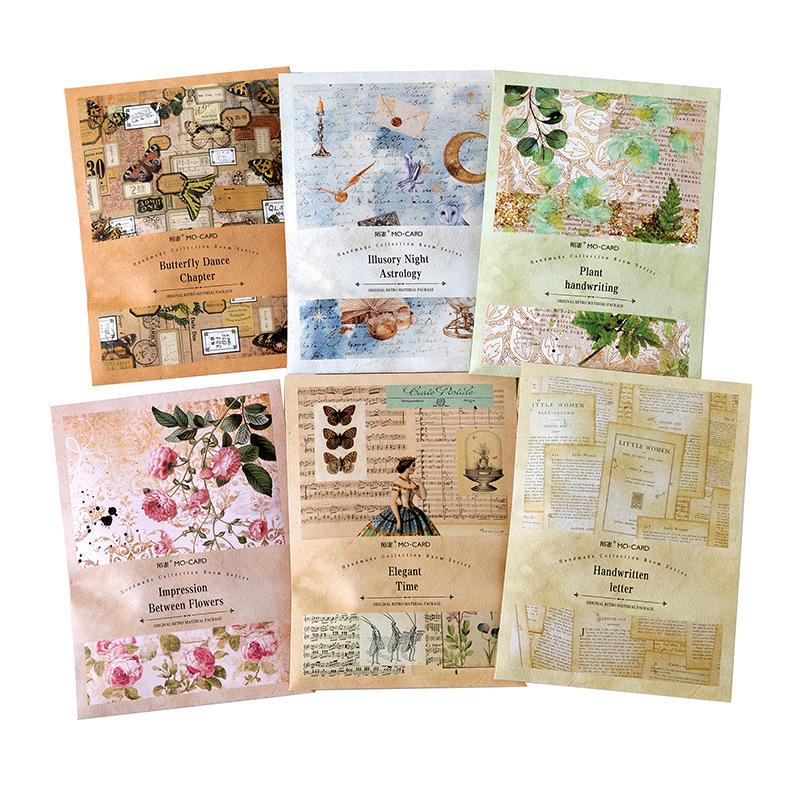 Mò Mò Handmade Retro Sticker Set: 100 Sheets of Vintage Plants & Butterflies for Journals & Collages