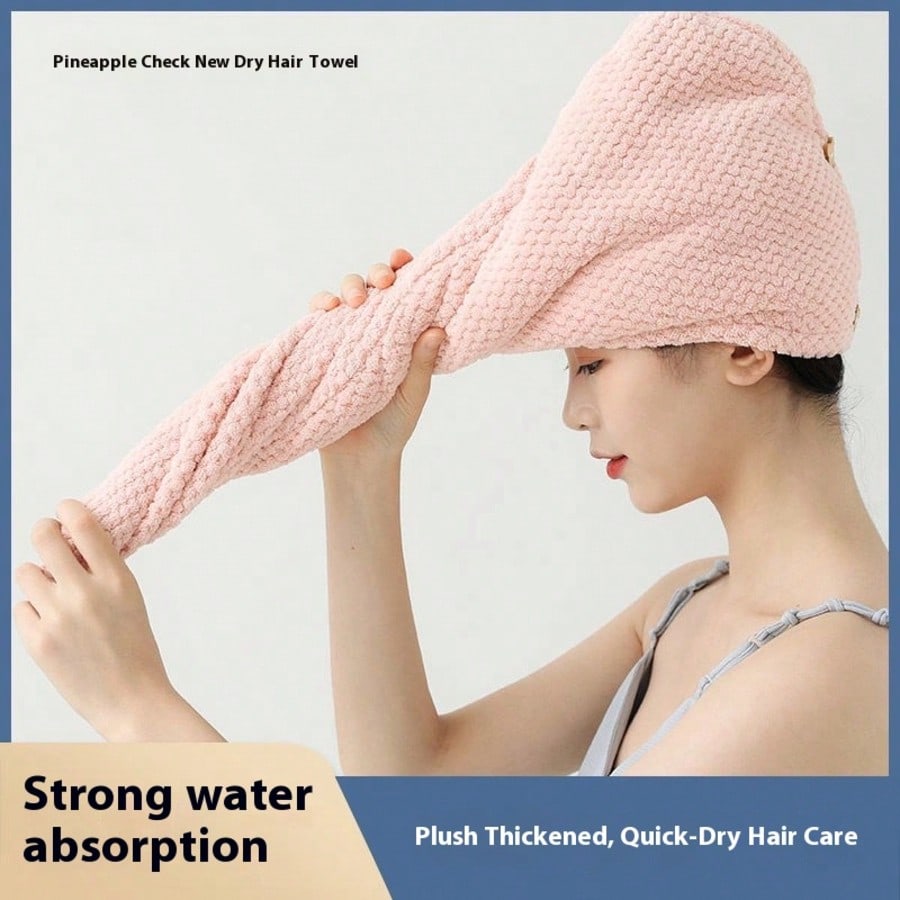 Hair Drying Cap Women's Water Absorbent Pineapple Coral Fleece Hair Drying Towel Long Hair Thickened Shower Cap Wrap Turban