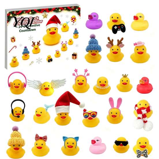 Holiday Exchange Presents Duck Advent Calendar 2026, 24 Day Christmas Countdown with Novelty Miniature Toys Pcs Bath Toys, Gifts for Kids Toddlers