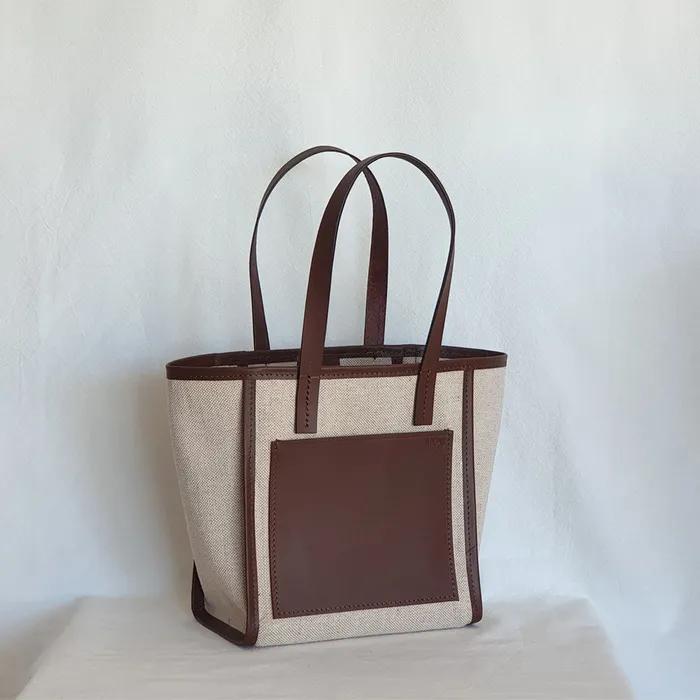 Daily Tote Bag (Leather & Canavas) / Brown