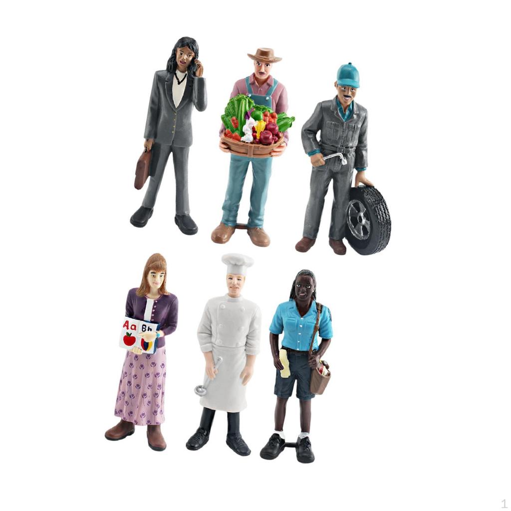 6 Pieces Professional Character Models Figures Diorama People Decoration Desktop Ornament Role