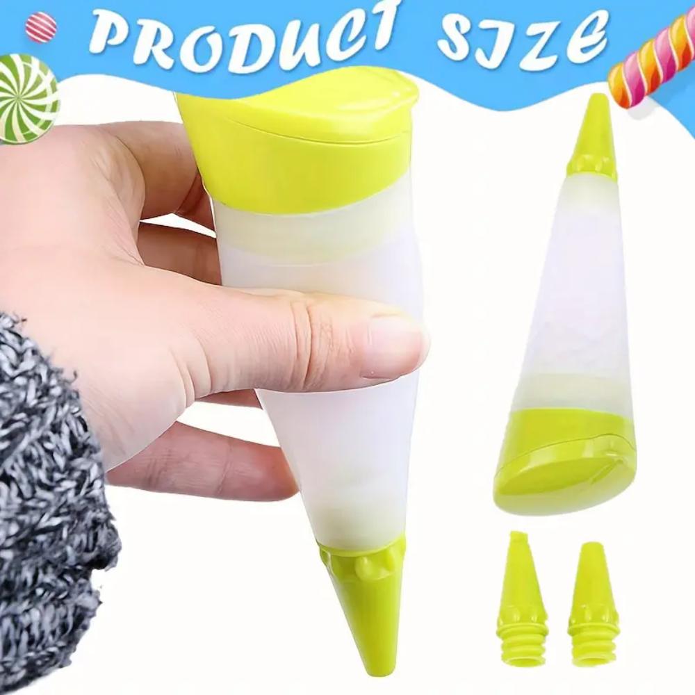 Reusable piping bag set, pastry decoration pen set, with 3 silicone tips, reusable cake decoration tools, random colors