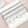 4pcs Set Punk Thick Cuban Link Bracelets Simple Chunky Exaggerated Stacked Chain Bracelet For Women Fashion Daily Wear Jewelry