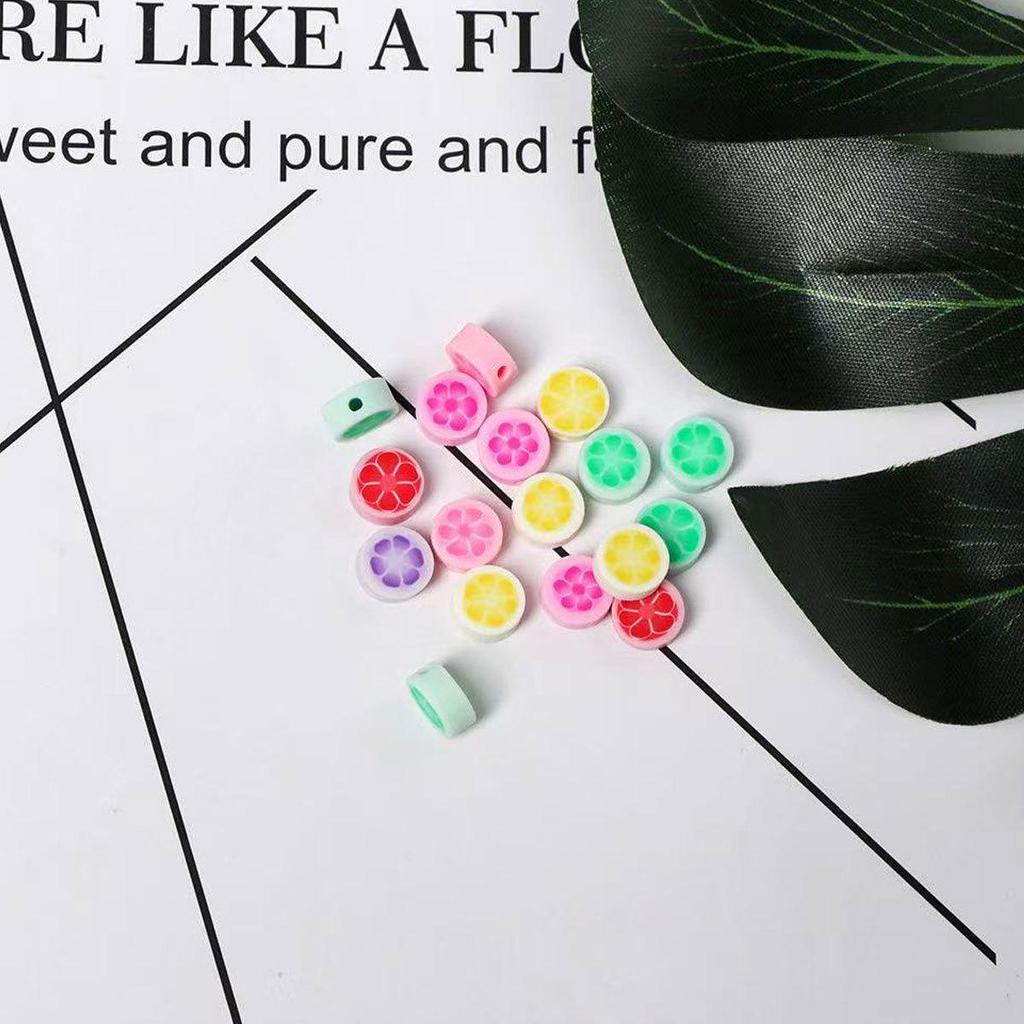 Fruit-Themed Polymer Clay Beads for DIY Jewelry - 100-Piece Pack