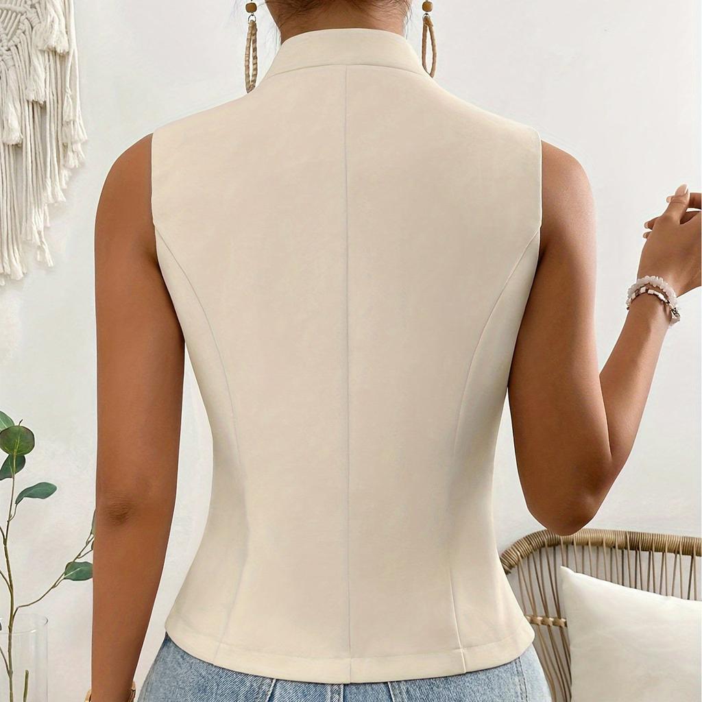 V-neck Button Sleeveless Cardigan Vest, Small Suit Vest, Vest Top