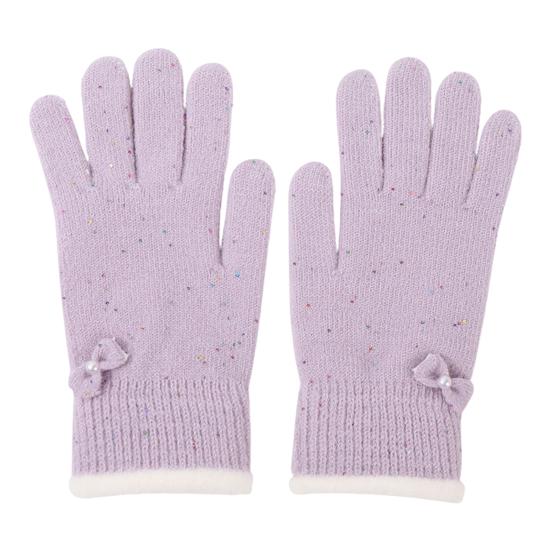 Women Winter Gloves Warm Touch Screen Gloves with Bow-Tie Sequins Knitted Thickened Gloves for Daily Outings Dating Party