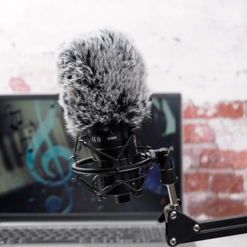 PhantAccy Pop Filter/Windscreen for Audio-Technica AT-2020, AT-2035, AT-2040, AT-2050, AT-2500, AT-4040, Furry Microphone Cover for Microphone, Wind a