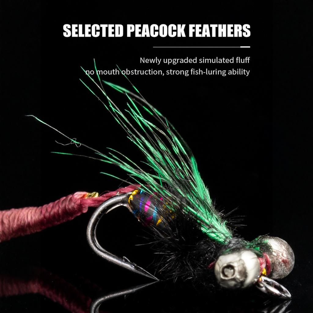 5-Piece Fly Fishing - Worm Trout , Trout Jigs, Fast Sinking , Insect , Fly Fishing Exclusive 12#14#16#18#