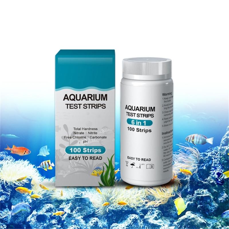 100PCS Aquarium Testing Set for Freshwater Saltwater Pond Test Strips for Fish Tank Testing PH Nitrites Alkalinity