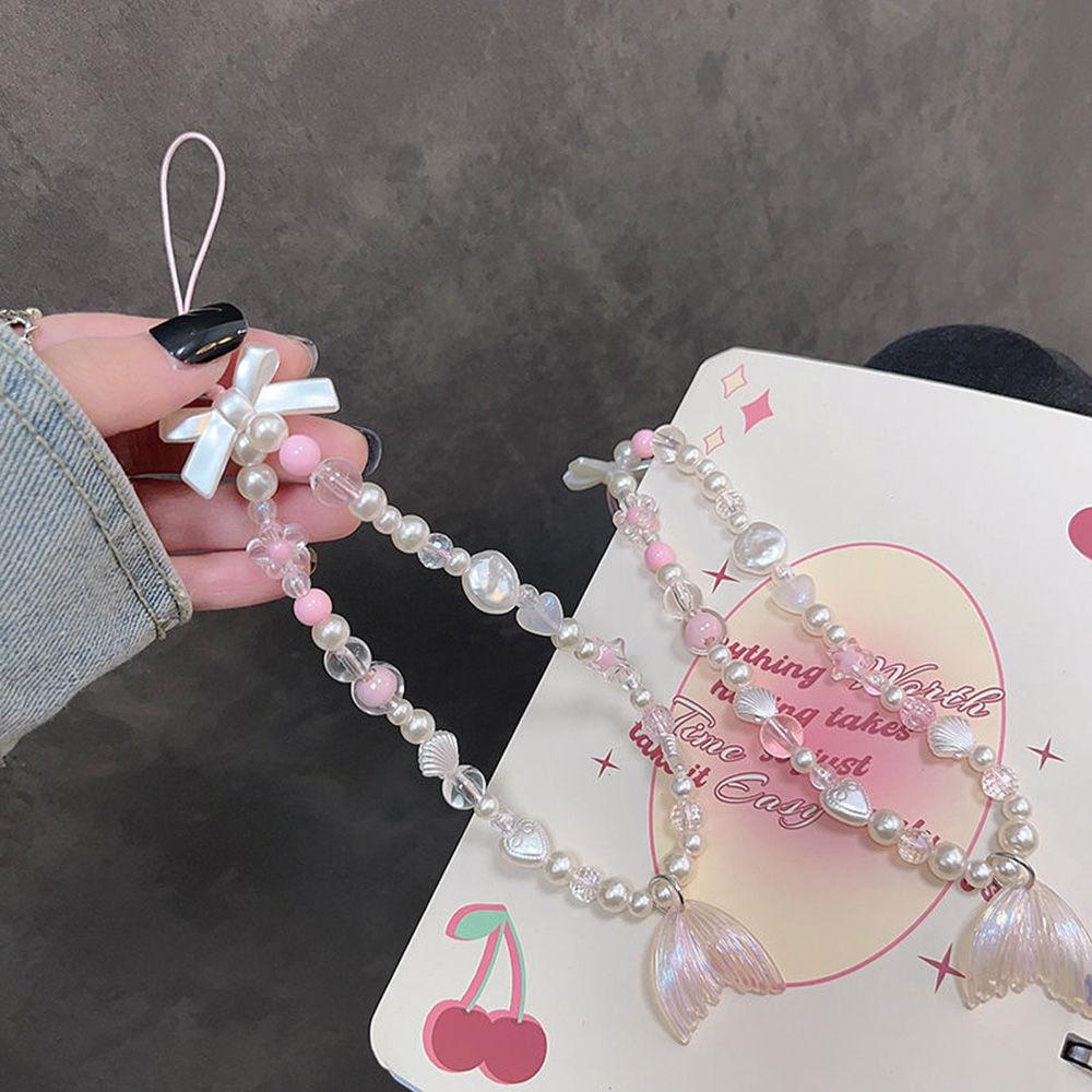 Mermaid Bracelet Short Mobile Phone Lanyard Creative Wrist Lanyard Advanced Handmade Bead String Pendant Phone Wrist
