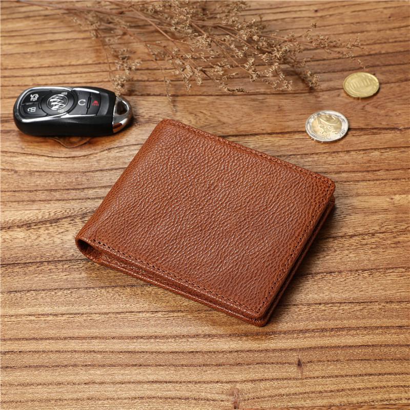 Men's Casual Vegetable-Tanned Leather Wallet – Multifunctional, Large Capacity, Short Coin Purse