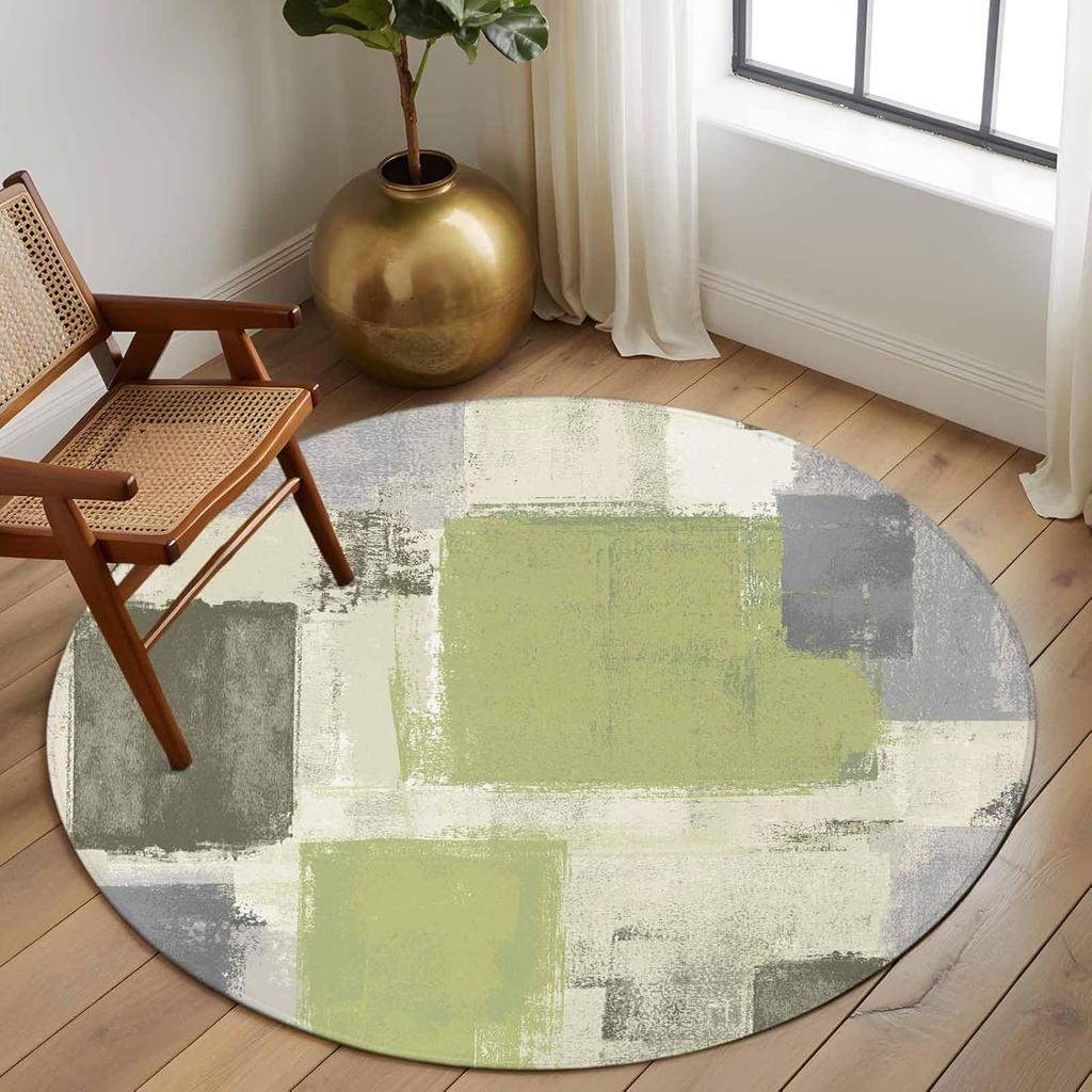 Moderní kulatý koberec Barevné bloky Styl inkoustové malby Dekorace do domácnosti Podložka Nordický minimalistický Obývací pokoj Ložnice Protiskluzový koberec