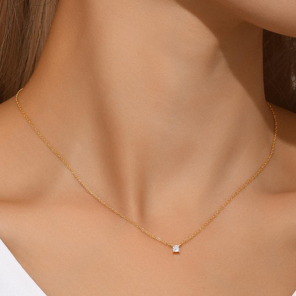 S925 Sterling Silver Feminine Minimalist Temperament Collarbone Chain Creative Fashion Zircon Short Accessories Necklace