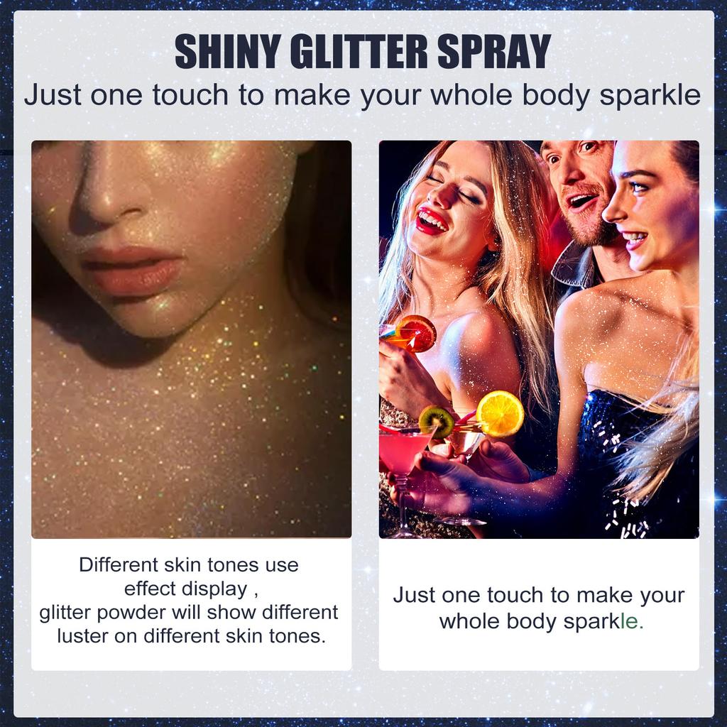 1 KS Diamantový tekutý třpytivý pudr ve spreji, Rozjasňovač na tělo, Make-up rozjasňovač na obličej, Lesk, třpyt, záře, Make-up na obličej, tělo, vlasy, pro každodenní nošení, na párty