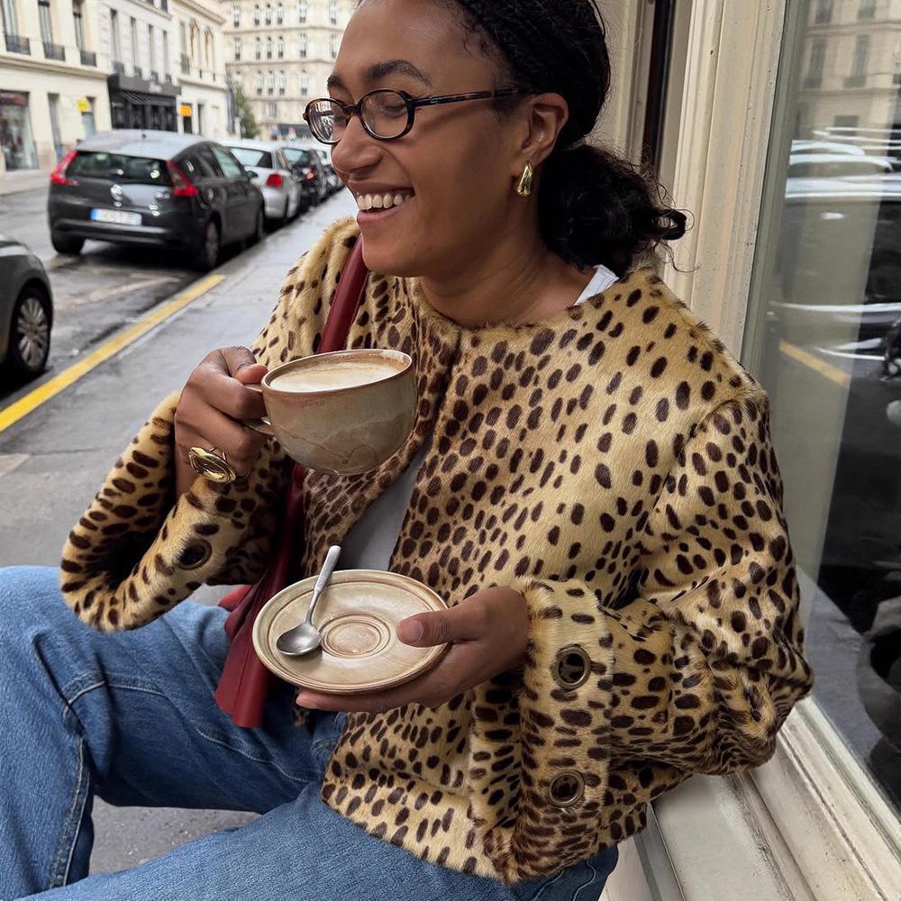 Women's Leopard Print Casual Short Jacket - Autumn/Winter 2025 European & American Style