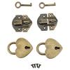 2 Sets Wooden Box Hasp   Padlock Set Antique Zinc Alloy Hasp Clasp   and Hrt Shaped Padlocks with Keys