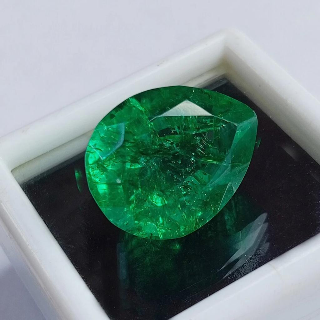 Pear Cut Natural Green Colombian Emerald 9.95 Ct Beautiful Certified Gemstone