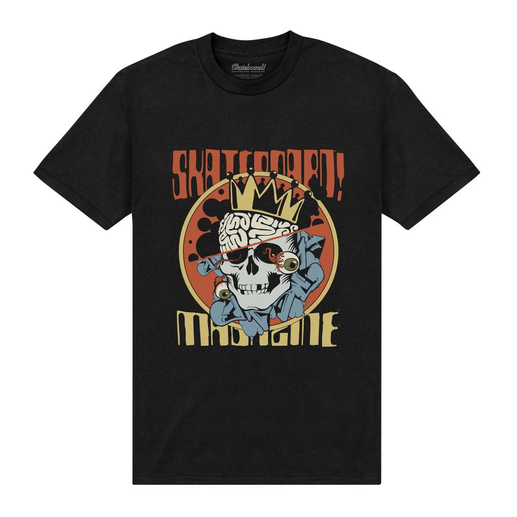 Skateboard! Unisex Adult Magazine Skull T-Shirt